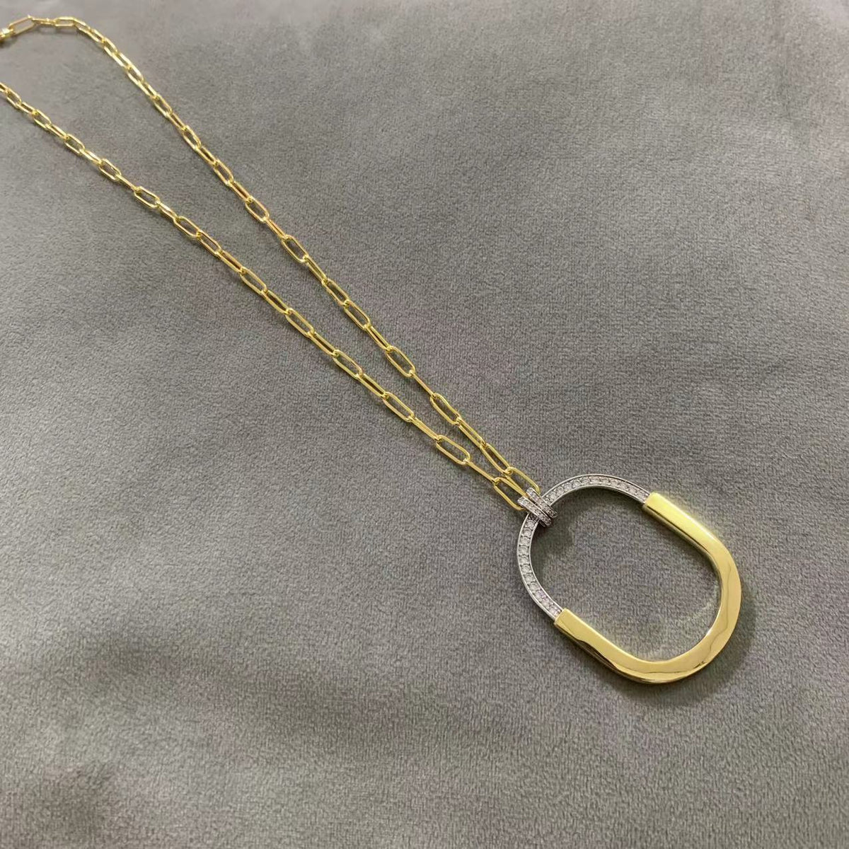 [Spark Jewels]LOCK DIAMOND NECKLACE