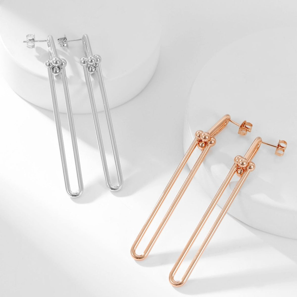 [Spark Jewels]HARDWEAR LONG DROP EARRINGS