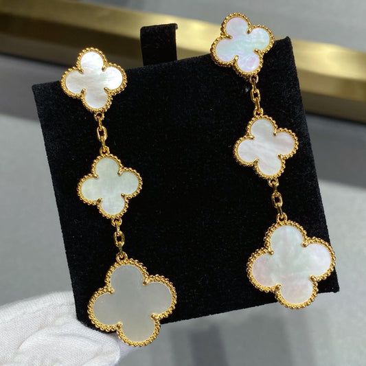 [⭐Aura]CLOVER MOP 3 MOTIFS GOLD EARRINGS