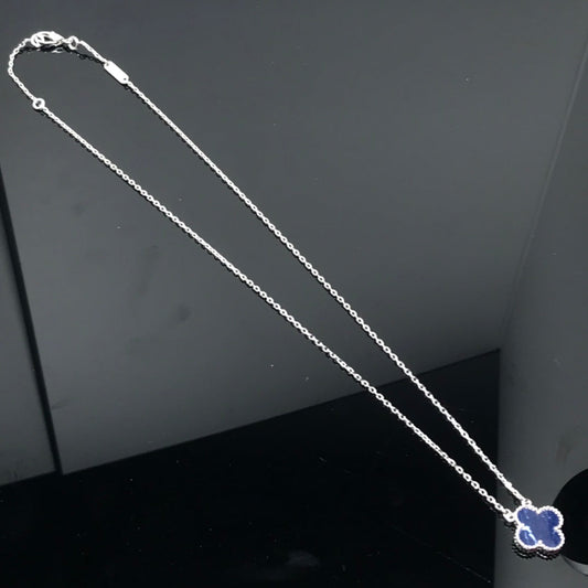 [⭐Aura]CLOVER PIETERSITE SILVER LONG NECKLACE