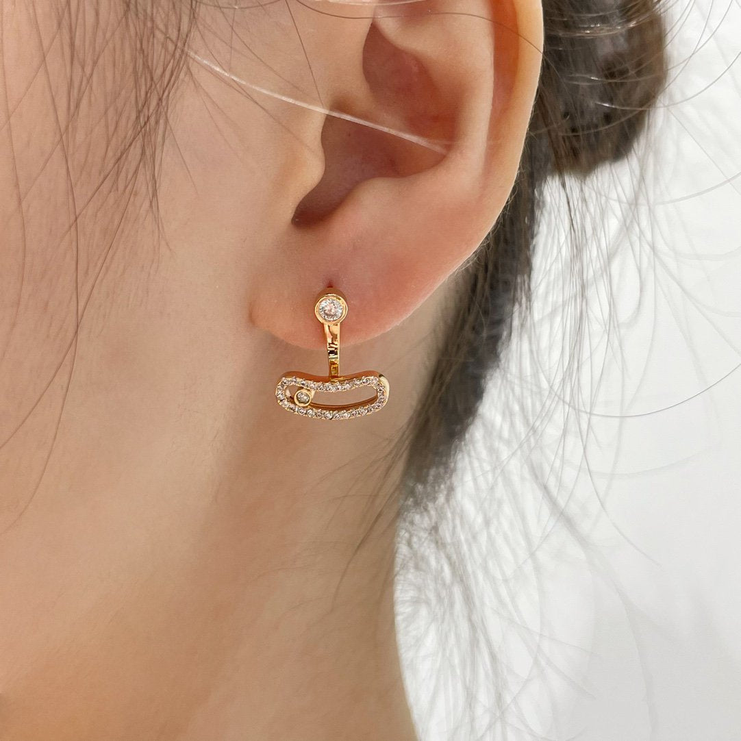[⭐Aura]MOVE UNO PINK GOLD DIAMOND EARRINGS