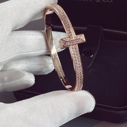 [Spark Jewels]T1 WIDE HINGED BANGLE DIAMOND PAVED BRACELET