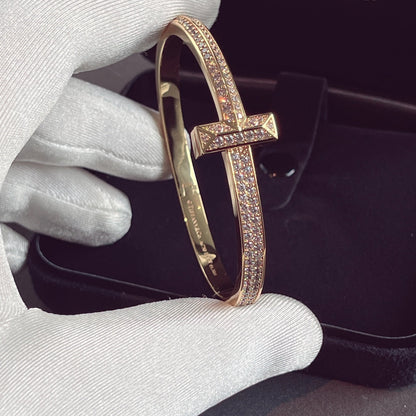 [Spark Jewels]T1 WIDE HINGED BANGLE DIAMOND PAVED BRACELET
