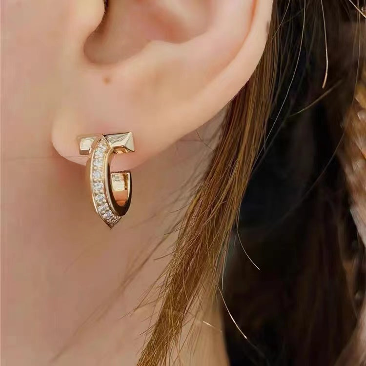 [Spark Jewels]T1 HOOP DIAMOND EARRINGS