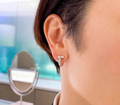 [Spark Jewels]T1 HOOP DIAMOND EARRINGS