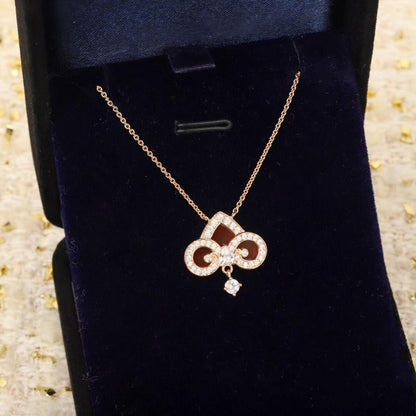 [Spark Jewels]FLEUR DE LIS PINK GOLD DIAMOND NECKLACE