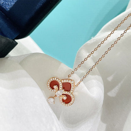 [Spark Jewels]FLEUR DE LIS PINK GOLD DIAMOND NECKLACE