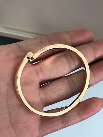 [Spark Jewels]T1 WIDE DIAMOND HINGED BANGLE PINK GOLD