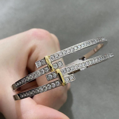 [Spark Jewels]EDGE DIAMOND GOLD SILVER BRACELET