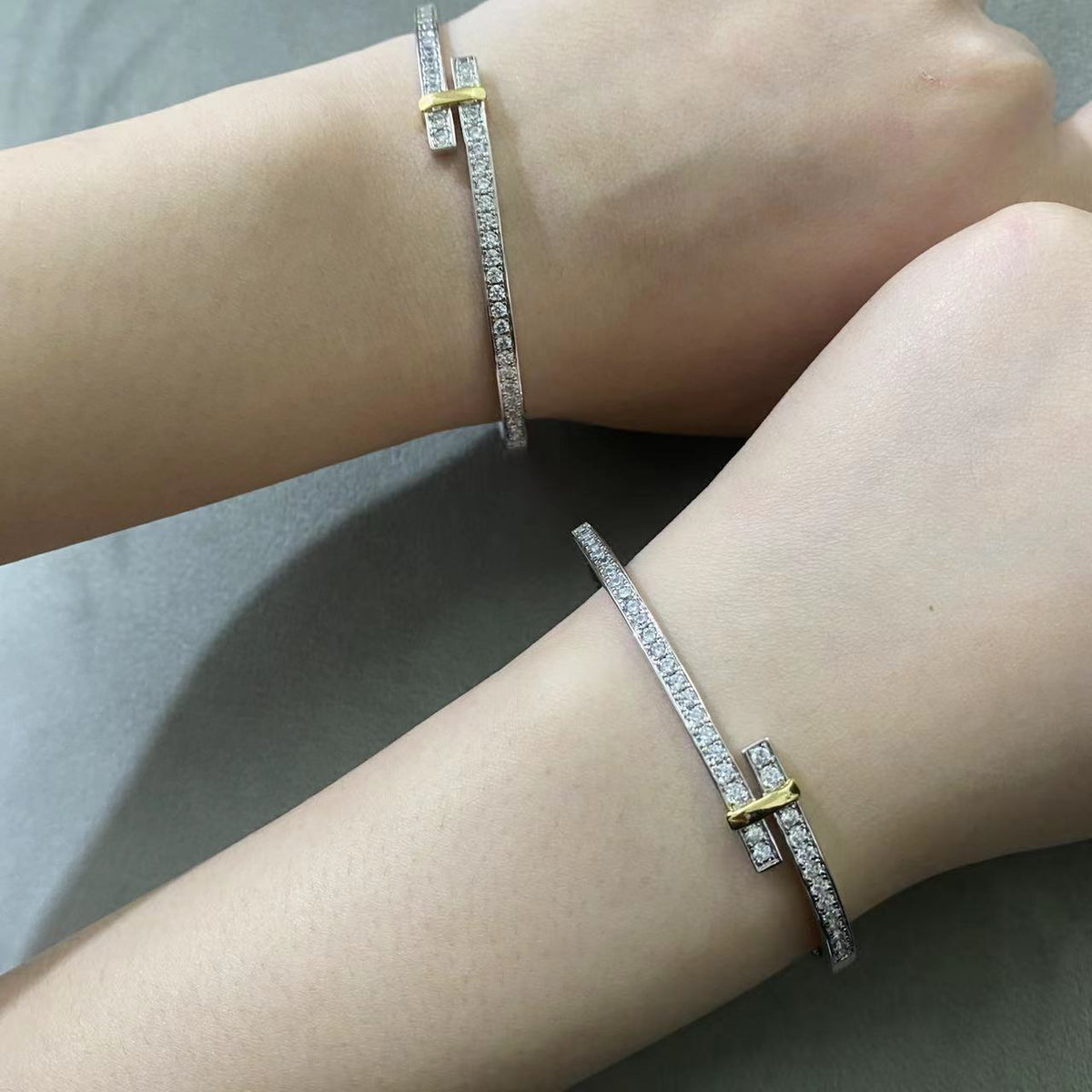 [Spark Jewels]EDGE DIAMOND GOLD SILVER BRACELET