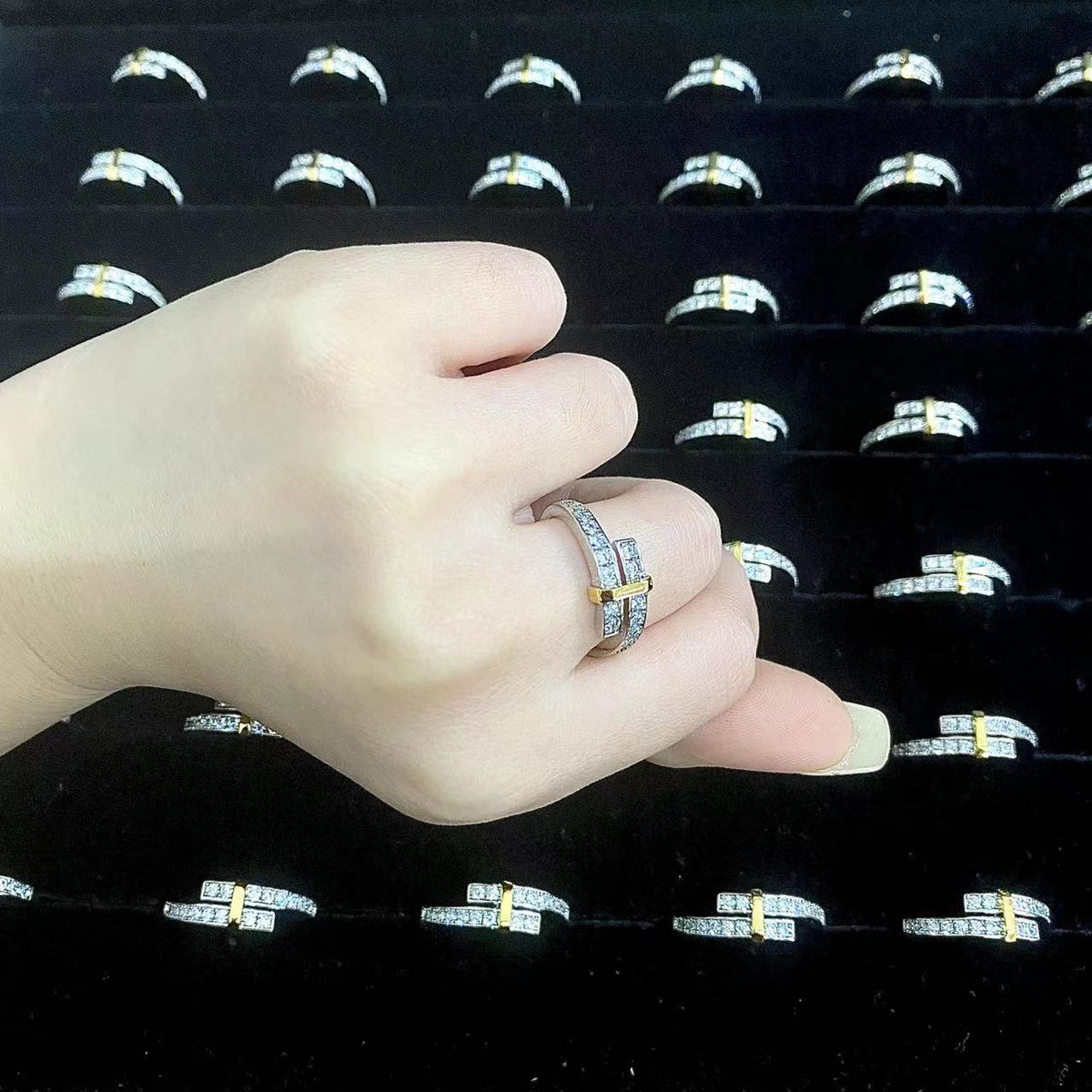 [Spark Jewels]EDGE GOLD SILVER DIAMOND RING