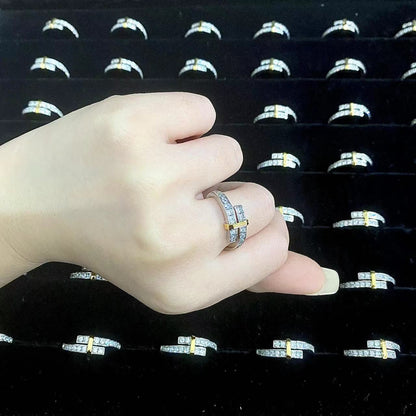 [Spark Jewels]EDGE GOLD SILVER DIAMOND RING
