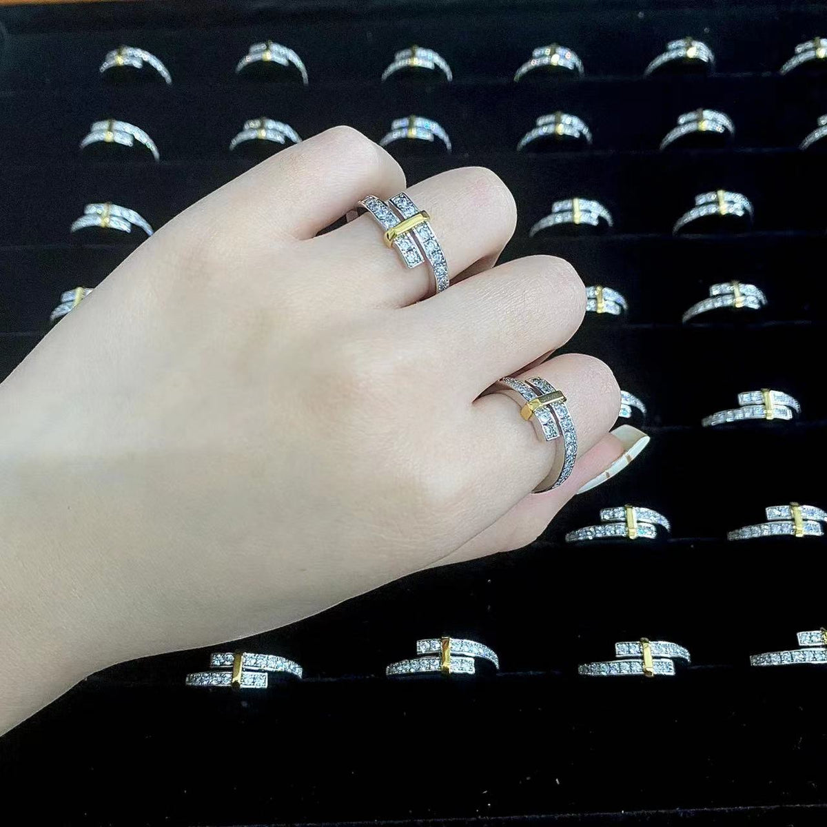 [Spark Jewels]EDGE GOLD SILVER DIAMOND RING