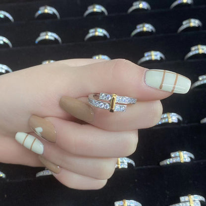 [Spark Jewels]EDGE GOLD SILVER DIAMOND RING