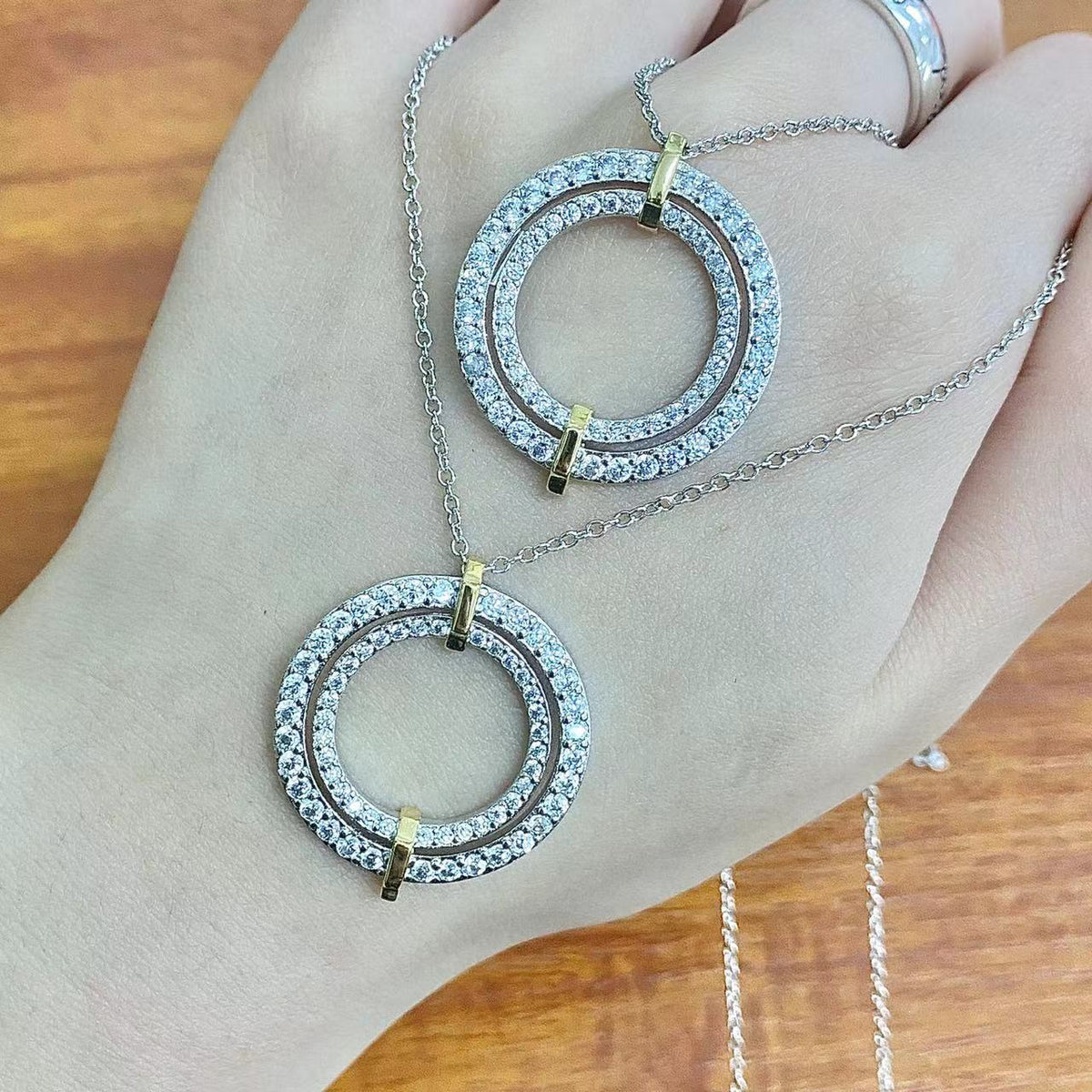 [Spark Jewels]EDGE DIAMOND GOLD SILVER NECKLACE