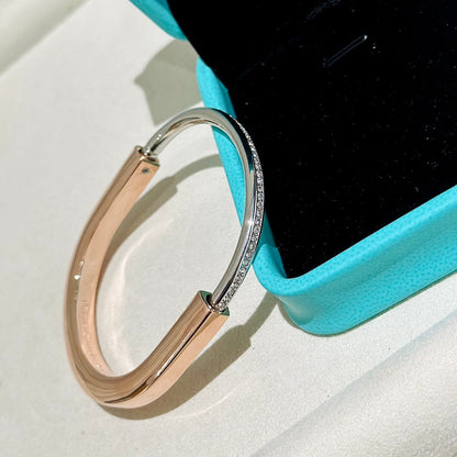 [Spark Jewels]LOCK PINK GOLD SILVER DIAMOND BRACELET
