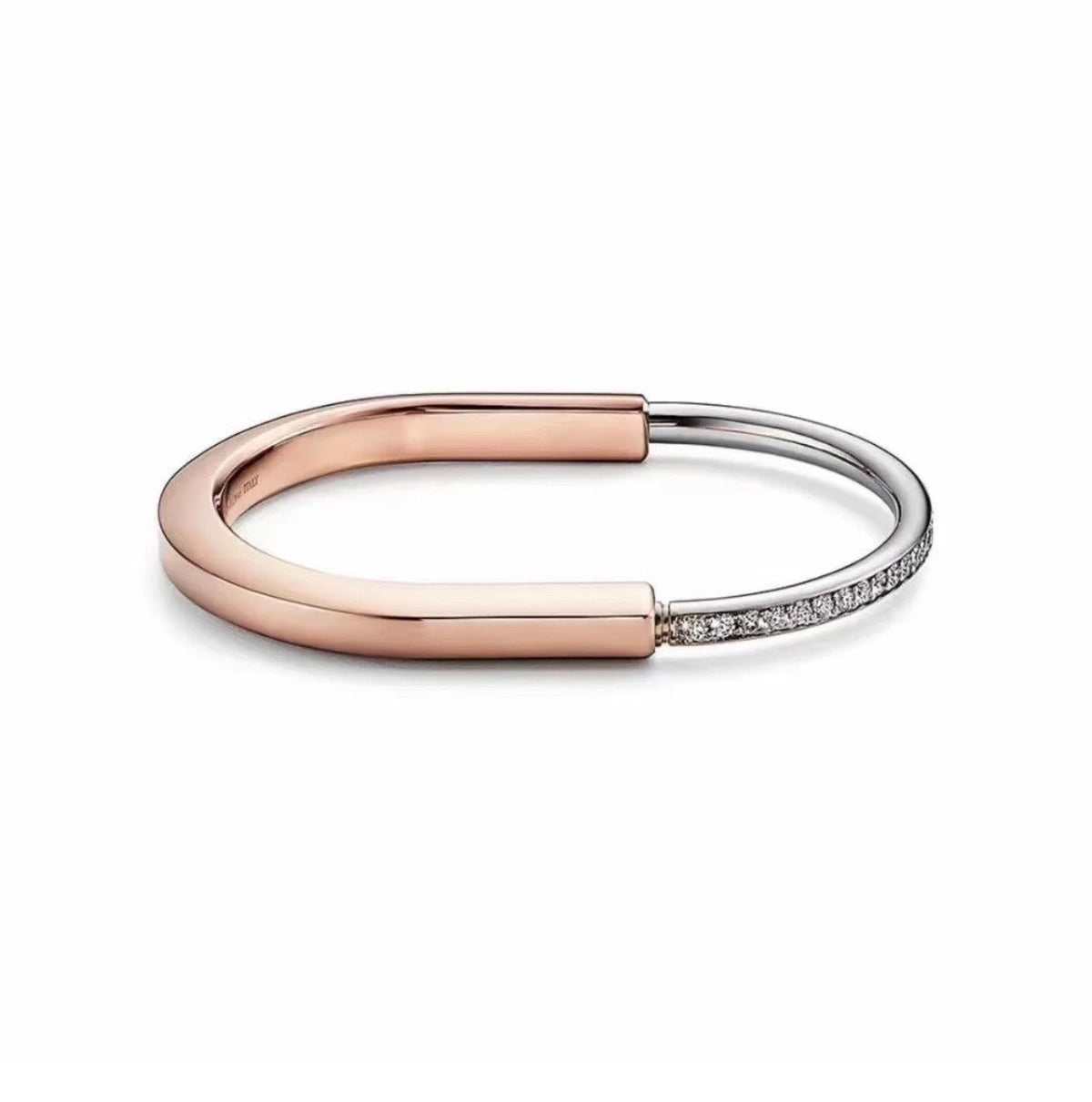 [Spark Jewels]LOCK PINK GOLD SILVER DIAMOND BRACELET