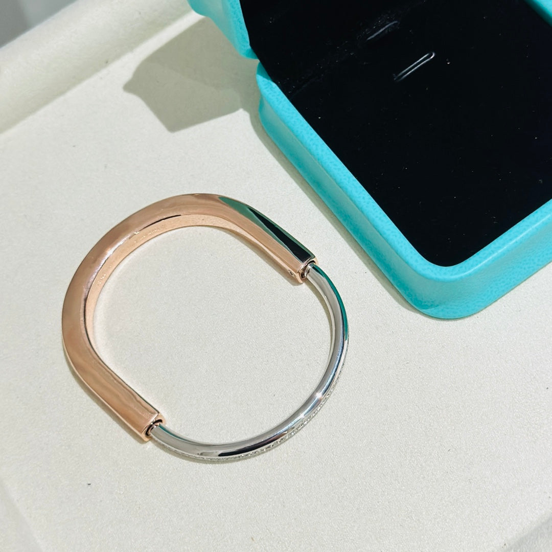 [Spark Jewels]LOCK PINK GOLD SILVER DIAMOND BRACELET