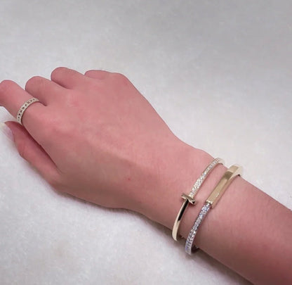 [Spark Jewels]LOCK PINK GOLD SILVER DIAMOND BRACELET