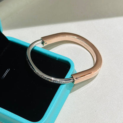 [Spark Jewels]LOCK PINK GOLD SILVER DIAMOND BRACELET