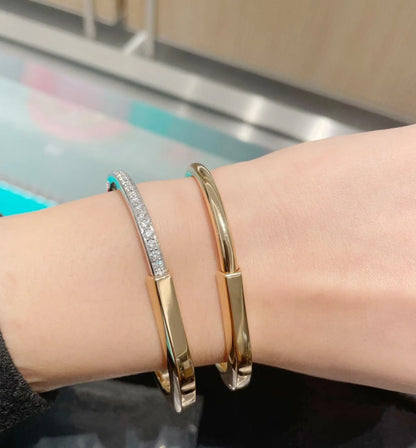 [Spark Jewels]LOCK PINK GOLD SILVER DIAMOND BRACELET