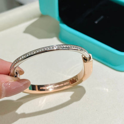 [Spark Jewels]LOCK PINK GOLD SILVER DIAMOND BRACELET