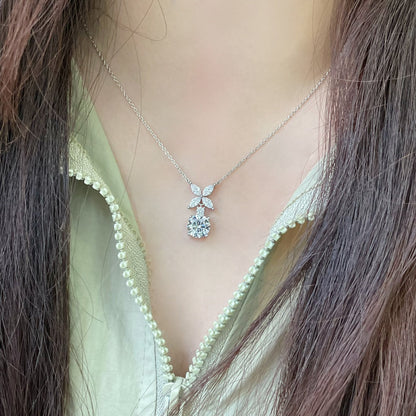 [Spark Jewels]VICTORIA PENDANT SILVER DIAMOND NECKLACE