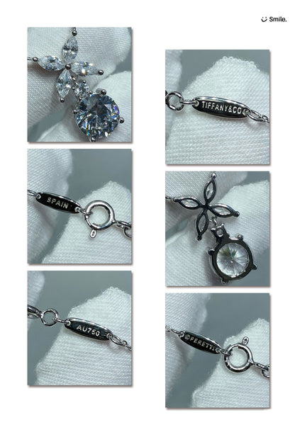 [Spark Jewels]VICTORIA PENDANT SILVER DIAMOND NECKLACE