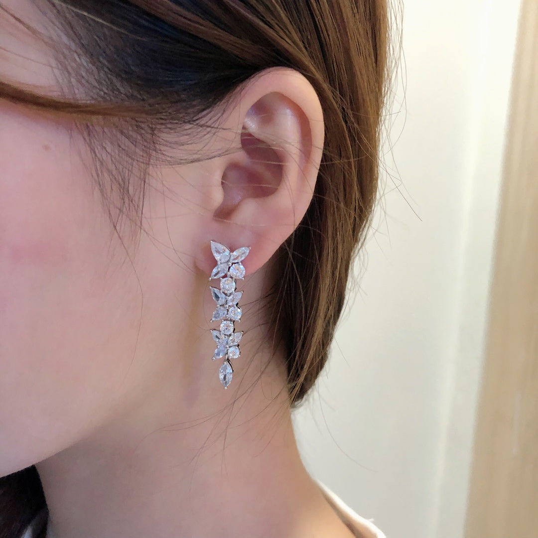 [Spark Jewels]VICTORIA SILVER DIAMOND DROP EARRINGS