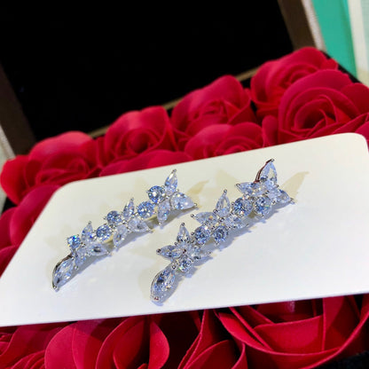 [Spark Jewels]VICTORIA SILVER DIAMOND DROP EARRINGS
