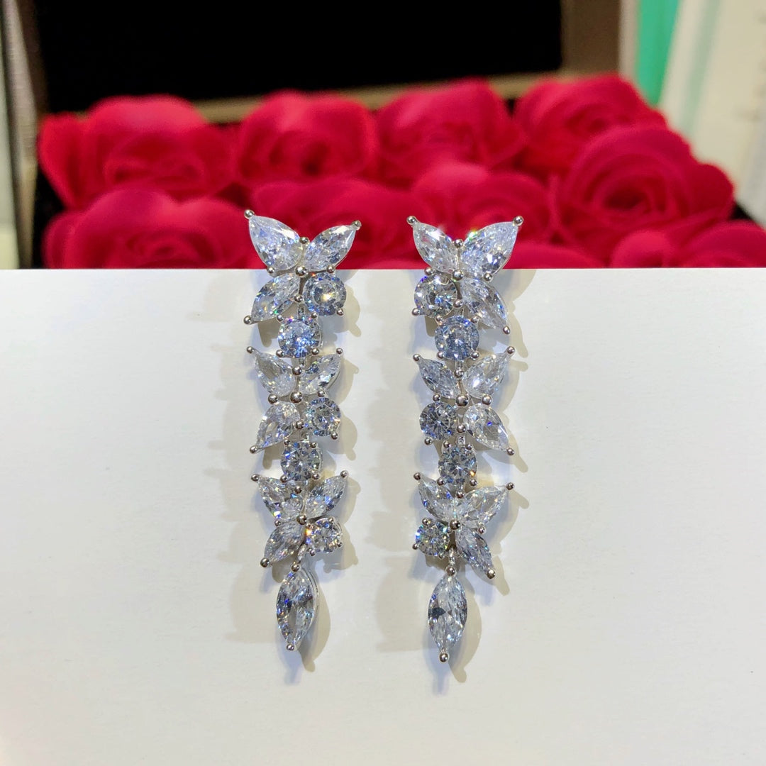 [Spark Jewels]VICTORIA SILVER DIAMOND DROP EARRINGS