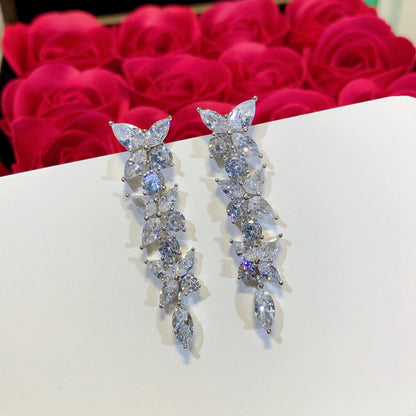 [Spark Jewels]VICTORIA SILVER DIAMOND DROP EARRINGS