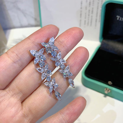 [Spark Jewels]VICTORIA SILVER DIAMOND DROP EARRINGS