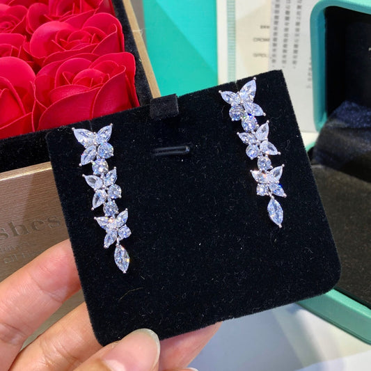 [Spark Jewels]VICTORIA SILVER DIAMOND DROP EARRINGS