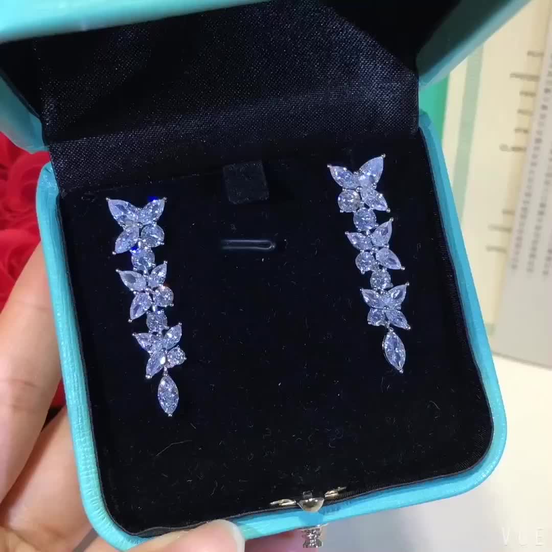 [Spark Jewels]VICTORIA SILVER DIAMOND DROP EARRINGS