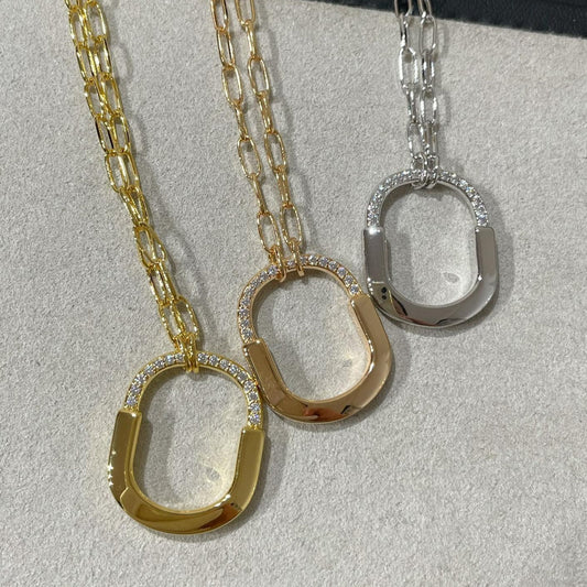 [Spark Jewels]LOCK MEDIUM PENDANT DIAMOND NECKLACE