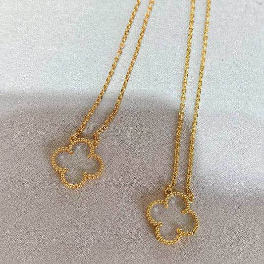 [⭐Aura]CLOVER ROCK CRYSTAL ROSE GOLD NECKLACE
