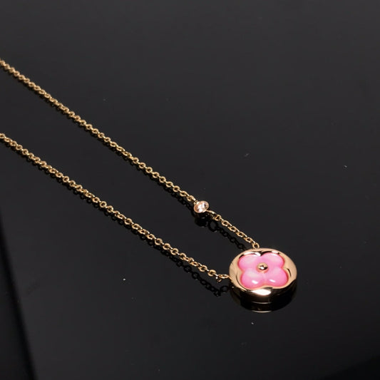[⭐Aura]COLOR BLOSSOM PINK MOP SUN GOLD NECKLACE