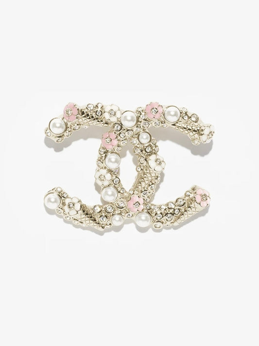 [⭐Aura]26C Pink-White Enamel Ice Cream Cone Double C Brooch