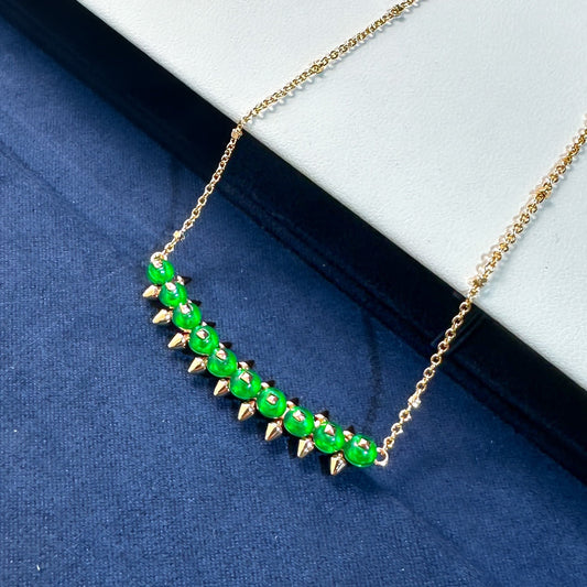 [⭐Aura]New Arrival: Green Bead Rivet Necklace