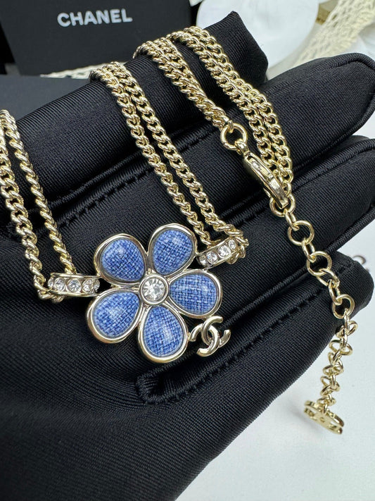 [⭐Aura]New Blue Floral Double-Layer Necklace