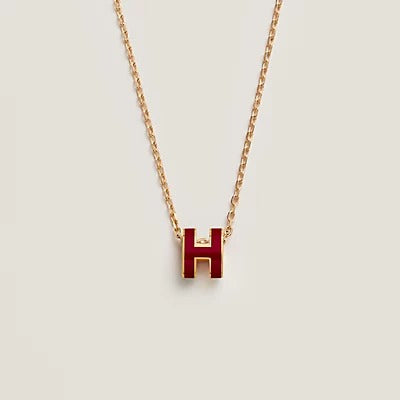 [⭐Aura]HM CLIC RED ENAMEL GOLD NECKLACE