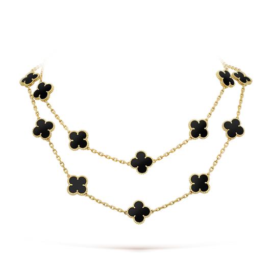 [⭐Aura]CLOVER 20 MOTIFS ONYX NECKLACE