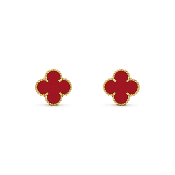 [⭐Aura]CLOVER MINI 9.5MM CARNELIAN EARRINGS