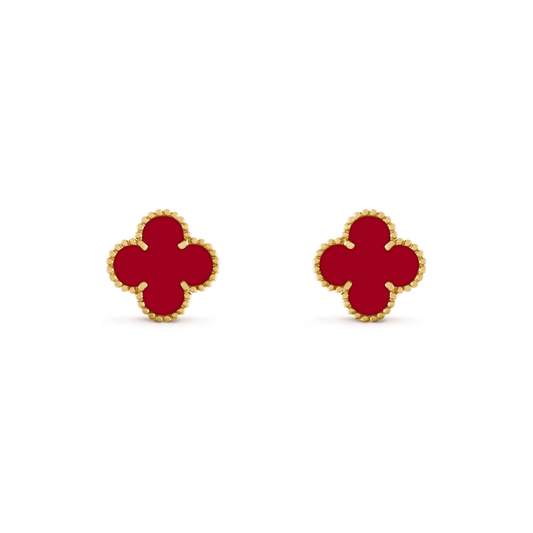 [⭐Aura]CLOVER MEDIUM 1 MOTIFS CARNELIAN  EARRINGS