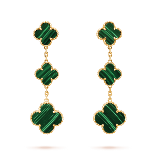 [⭐Aura]CLOVER MALACHITE 3 MOTIFS GOLD
