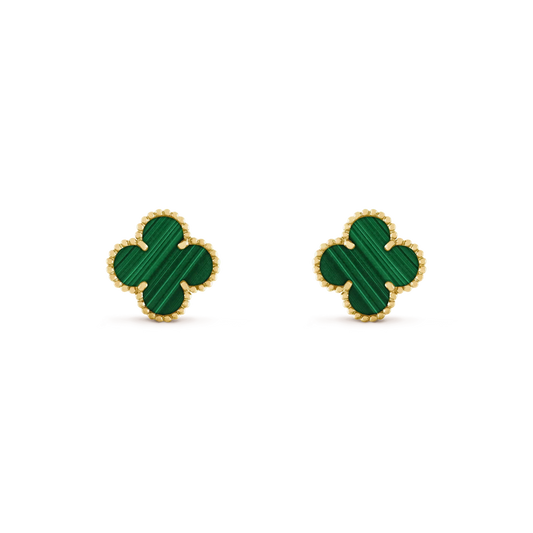 [⭐Aura]CLOVER MEDIUM 1 MOTIFS MALACHITE  EARRINGS