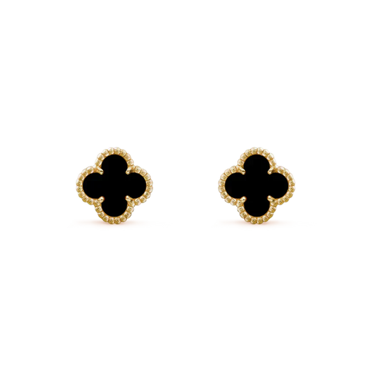 [⭐Aura]CLOVER MINI 9.5MM BLACK MOP EARRINGS