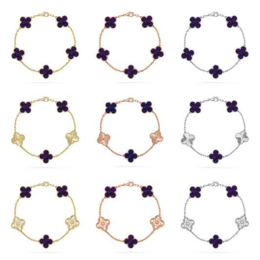 [⭐Aura]CLOVER 5 MOTIF PURPLE STRIPES BRACELET COLLECTION