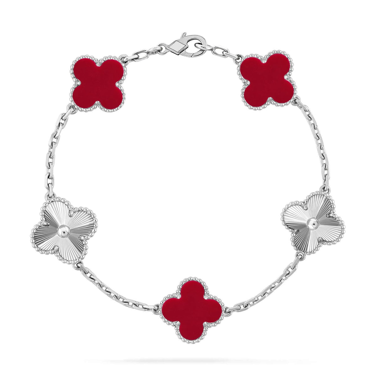 [Spark] CLOVER 5 MOTIF RED CORNELIAN BRACELET COLLECTION